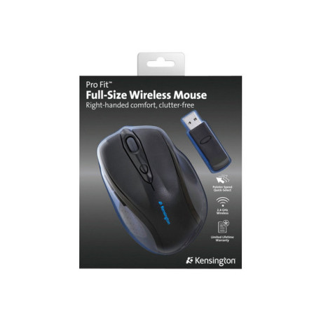 Kensington Pro Fit Full-Size - Mouse - per destrorsi - ottica - 6 pulsanti - senza fili - 2.4 GHz -