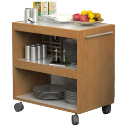 Carrello angolo Ristoro - su ruote - 70x43,8x73 cm - bianco/noce chiaro - Artexport