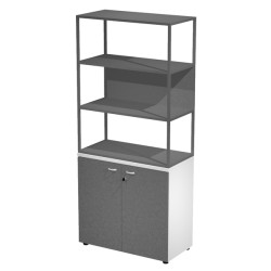 Libreria alta metal + armadio basso Essence - 90 x 46 x 204 cm - Bianco/antracite/antracite/antracit