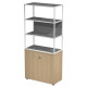 Libreria alta metal + armadio basso Essence - 90 x 46 x 204 cm - Rovere/rovere/antracite/bianca
