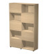 Libreria alta Tetris - 5 ripiani - ante scorrevoli - 120 x 35 x 191 cm - rovere/rovere - Artexport
