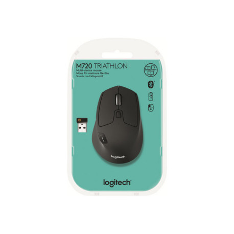 Logitech M720 Triathlon - Mouse - per destrorsi - ottica - 7 pulsanti - senza fili - Bluetooth, 2.4