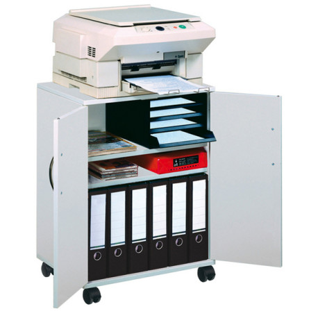 Mobiletto Multifunzione 74/53 - 52,8x40x73,7 cm - con ante alte - 4 ripiani - con ruote - grigio - D