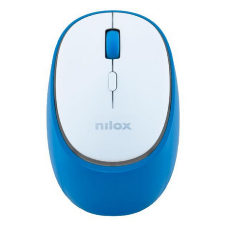 Nilox NXMDWS103, Ambidestro, Ottico, RF senza fili + Bluetooth, 1600 DPI, Blu, Bianco