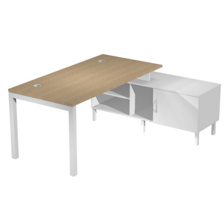 Scrivania Agorà - con mobile di servizio portante - 165 x 140 x L 72,5 cm - rovere