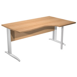 Scrivania Compact Destro Easy - 160 x 60/80/100 cm - Faggio/grigio alluminio