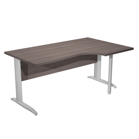 Scrivania Compact Destro Easy - 160 x 60/80/100 cm - Frassino toscano/grigio cromato