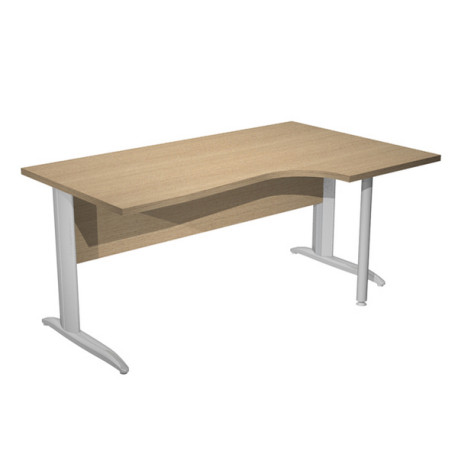 Scrivania Compact Destro Easy - 160 x 60/80/100 cm - Rovere/grigio cromato