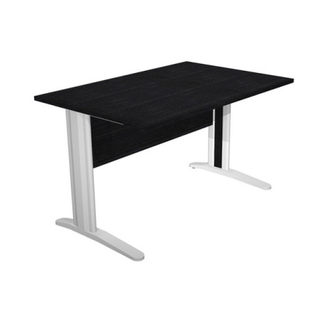 Scrivania Easy fianchi verniciati effetto cromato - lineare - 120 x 80 x 72 cm - nero venato frassin