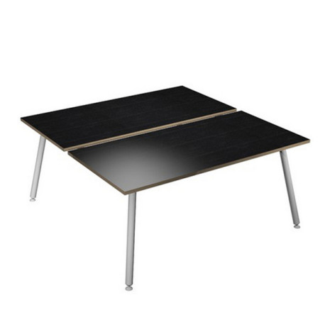 Scrivania Skinny Metal a 2 postazioni contrapp. - 120 x166 cm - bianco / nero venato - Artexport