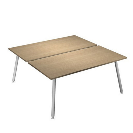 Scrivania Skinny Metal a 2 postazioni contrapp. - 120 x166 cm - bianco / rovere - Artexport