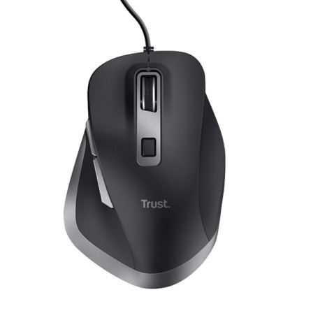 Trust Fyda Comfort - Mouse - eco - per destrorsi - ottica - 6 pulsanti - cablato - USB 2.0 - nero